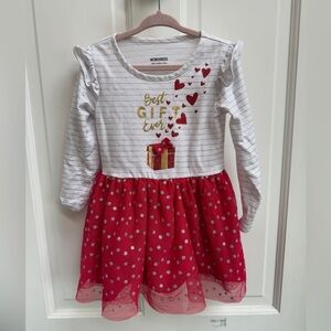 Wonderkids 3T White Red Girls Best Gift Ever Long Sleeve Christmas Holiday Dress
